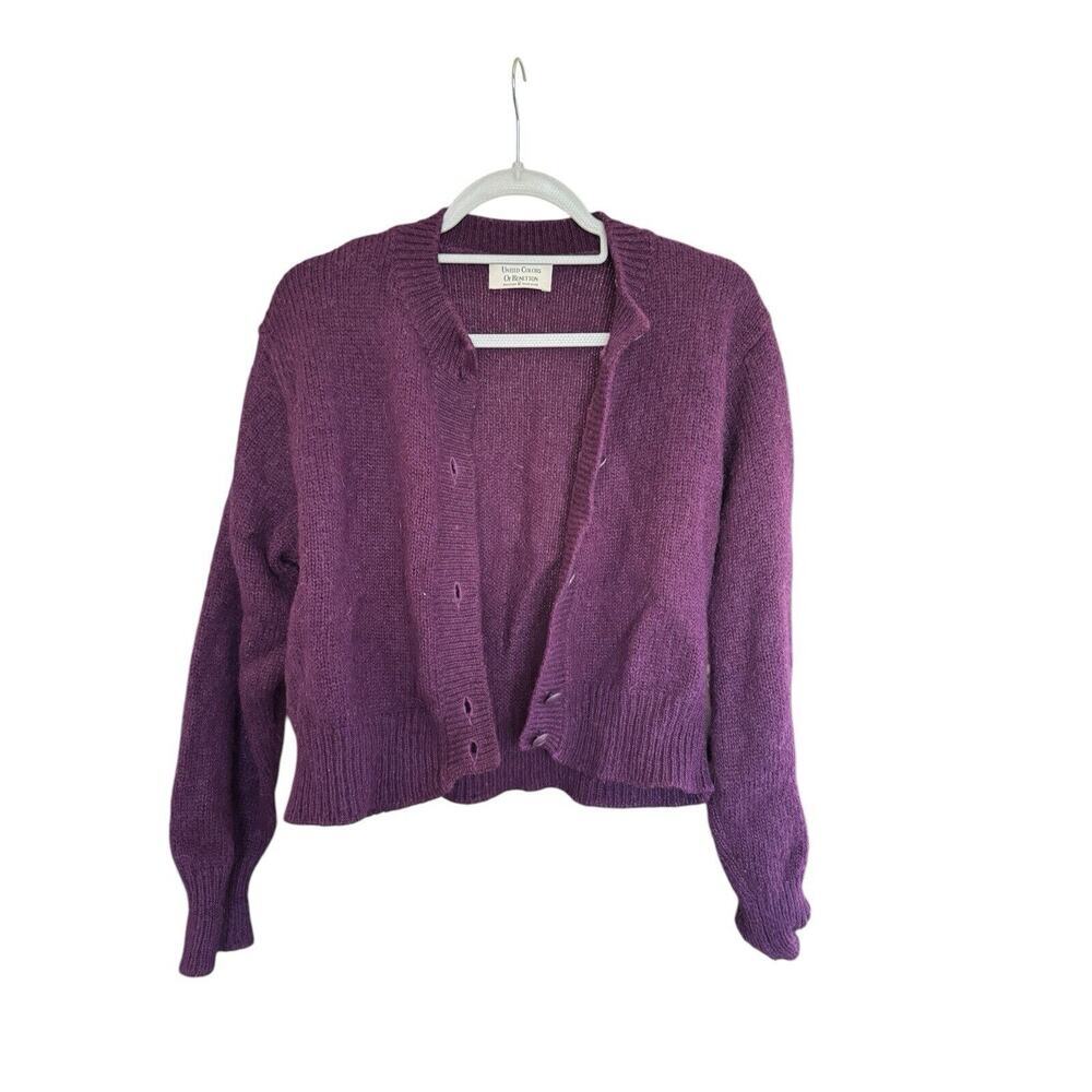 United Colors Of Benetton Italy Purple Mohair Sweater Cardigan Button Sz S